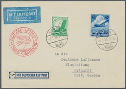 Deutsches Reich - 3. Reich: 1936, Lufthansa Mit Zusatzfrankatur, Auf Portoger. Sieger-Luftpost Karte - Cartas & Documentos