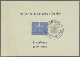 Deutsches Reich - 3. Reich: 1939, Deutsches Derby 3 Mal Auf FDC, Einmal Dabei Auf Gedenkblatt Je Mit - Covers & Documents