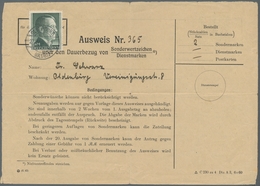 Deutsches Reich - 3. Reich: 1945, Hitler 1 RM Enge Zähnung Auf "Ausweis über Den Dauerbezug Von Sond - Covers & Documents