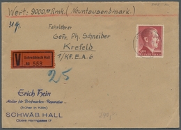 Deutsches Reich - 3. Reich: 1942, "3 Mk. Dunkelbräunlichrot" Als EF Auf Wertbrief über 9000 Reichsma - Covers & Documents