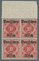 Deutsches Reich - Dienstmarken: 1920; 10 Pfg. Mit Plattenfehler Mit Drei Normalmarken Im Postfrische - Service