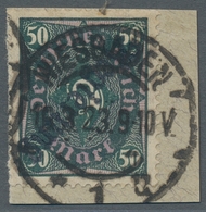 Deutsches Reich - Dienst-Kontrollaufdrucke: WIESBADEN: 1923, Posthörnchen 50 Mark Mit Kopfstehendem - Dienstmarken