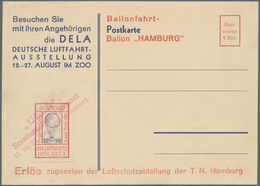 Deutsches Reich - Halbamtliche Flugmarken: 1923: Ballonfahrt Der Technischen Nothilfe Hamburg, Ungez - Poste Aérienne & Zeppelin