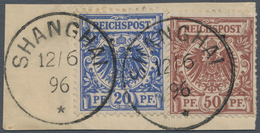 Deutsche Post In China - Vorläufer: 1896, Krone/Adler 20 U. 50 Pfg. Auf Sauberem Briefstück. Reiner - Chine (bureaux)