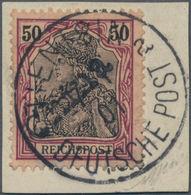 Deutsche Post In China: 1900, 50 Pfg., Handstempel, Sehr Gut Zentriertes Exemplar (kurzer Zahn Oben - China (offices)