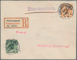 Deutsch-Südwestafrika: 1900, 25 Pfg. Gelblichorange Zus. Mit 5 Pfg. Grün, Portogerechte Frankatur Au - German South West Africa