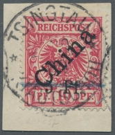 Deutsche Kolonien - Kiautschou: 1900, 2.TSINGTAU-Aushilfsausgabe "5 Pf" Auf 10 Pfg. Rot, Luxusbriefs - Kiauchau