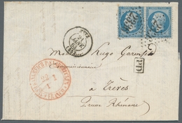 Deutsche Abstimmungsgebiete: Saargebiet: 1863, AUS FRANKREICH P: SAARÜCKEN FRANCO 22 1 (rot), Sauber - Lettres & Documents