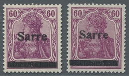 Deutsche Abstimmungsgebiete: Saargebiet: 1920, "60 Pfg. Germania/Sarre Rosa- Bzw. Purpurlila", Postf - Briefe U. Dokumente