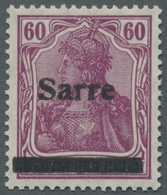 Deutsche Abstimmungsgebiete: Saargebiet: 1920, "60 Pfg. Germania/Sarre Purpurlila", Postfrischer Wer - Briefe U. Dokumente