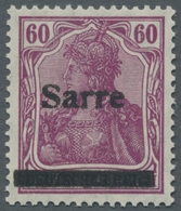 Deutsche Abstimmungsgebiete: Saargebiet: 1920, "60 Pfg. Germania/Sarre Purpurlila", Postfrischer Wer - Lettres & Documents