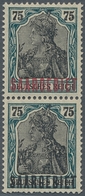 Deutsche Abstimmungsgebiete: Saargebiet: 1920, 75 Pf.Germania, Senkrechtes Paar Postfrisch, Einmal M - Briefe U. Dokumente