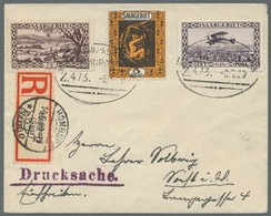 Deutsche Abstimmungsgebiete: Saargebiet: 1920-30, Sechs Frankierte Belege Mit Entwertungen Mit Meist - Covers & Documents