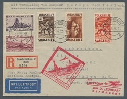 Deutsche Abstimmungsgebiete: Saargebiet: 1932, Katapult Nordatlantik, Zulieferung SAARGEBIET, R-Brie - Covers & Documents