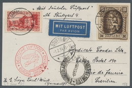 Deutsche Abstimmungsgebiete: Saargebiet: 1934, Katapult Südatlantik, Zuleitungspost SAARGEBIET, Erst - Covers & Documents