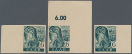 Saarland (1947/56): 1947, 6 Pf Schwarzblaugrün Aus Der Rechten Oberen Bogenecke Und Desgl. Vom Linke - Unused Stamps