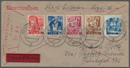 Saarland (1947/56): 1947, "75 Pfg. Ultramarin Mit Wasserzeichen 1 X", Mit Zusatzfrankatur Auf Portor - Unused Stamps