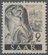 Saarland (1947/56): 1947, 2 Pf Hauer Neuauflage Ohne Aufdruck Mit Druck Auf Der Gummiseite Und Selte - Ungebraucht