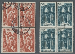 Saarland (1947/56): 1948, "Saar III", Gestempelter Viererblocksatz, Teils Kleine Einschränkungen (ge - Unused Stamps