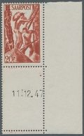 Saarland (1947/56): 1948, "Saar III Mit Druckdatum", Postfrischer Eckrandsatz In Sehr Guter Erhaltun - Unused Stamps