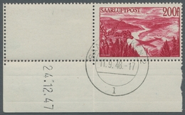 Saarland (1947/56): 1948, "25 Bis 200 Fr. Flugpost Saar III Mit Druckdatum Und Zusätzlich Durchgezäh - Unused Stamps