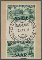 Saarland (1947/56): 1949, "Jugenherbergswerk Als Zwischenstegpaare", Sauber Gestempelte Einheiten In - Unused Stamps