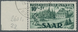 Saarland (1947/56): 1949, "10 Fr. Jugendherbergswerk Mit PLF I", Sauber Gestempelter Randwert In Tad - Ungebraucht