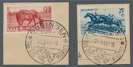 Saarland (1947/56): 1949, "Tag Des Pferdes" Je Mit ESST Auf Briefstück In Tadelloser Erhaltung, Dabe - Ungebraucht