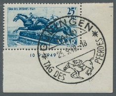 Saarland (1947/56): 1949, "Tag Des Pferdes Mit Druckdatum", Sauber Mit ESST Gestempelter Eckrandsatz - Unused Stamps