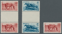 Saarland (1947/56): 1949, "Tag Des Pferdes", Eckrandsatz Mit Druckdatum (einmal Falz Im Rand) Sowie - Unused Stamps