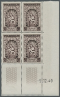 Saarland (1947/56): 1949, "Volkshilfe Mit Druckdatum", Postfrischer Eckrandviererblocksatz In Tadell - Unused Stamps