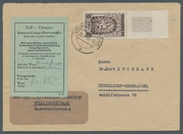 Saarland (1947/56): 1949, "50 Fr. Volkshilfe", Oberrandwert Mit Zierfeld Als EF Auf Warenbrief Mit Z - Unused Stamps