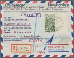 Saarland (1947/56): 1953, Luftpostbrief Und -karte Mit Guten Frankaturen (100Fr + 18 Fr Bzw. 60 Fr A - Ungebraucht