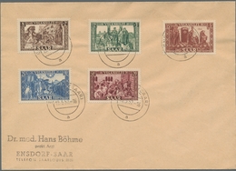 Saarland (1947/56): 1950, Volkshilfe Der Komplette Satz Auf Ungelaufenem Blankobrief, Jeweils Sauber - Unused Stamps