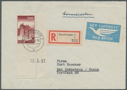 Saarland (1947/56): 1952, "500 Fr. Saar V Mit Druckdatum", Eckrandwert Mit Zusätzlich Durchgezähntem - Unused Stamps