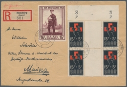 Saarland (1947/56): 1955, "Rotes Kreuz Als Zwischenstegpaar", Oberrandviererblock Mit Zweimal ZW Sow - Unused Stamps