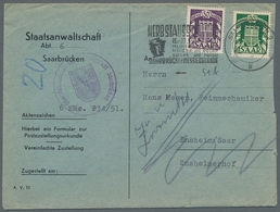 Saarland (1947/56) - Dienstmarken: 1950-51 (ca.), Neun Belege, Meist 20+50Fr Frankiert, Alle Mit Mas - Other & Unclassified