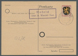 Saarland (1947/56) - Besonderheiten: "Hofeld über St. Wendel - Saar", Klarer Abschlag Des Landpostst - Sonstige & Ohne Zuordnung