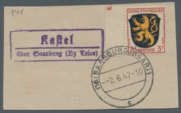 Saarland (1947/56) - Besonderheiten: "Kastel über Saarburg (Bz. Trier)", Klarer Abschlag Des Landpos - Autres & Non Classés