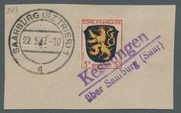 Saarland (1947/56) - Besonderheiten: "Kesslingen über Saarburg (Saar)", Klarer Abschlag Des Landpost - Sonstige & Ohne Zuordnung