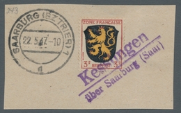 Saarland (1947/56) - Besonderheiten: "Kesslingen über Saarburg (Saar)", Klarer Abschlag Des Landpost - Autres & Non Classés