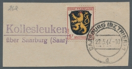 Saarland (1947/56) - Besonderheiten: "Kollesleuken über Saarburg (Saar)", Klarer Abschlag Des Landpo - Autres & Non Classés