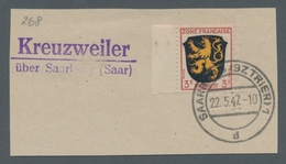 Saarland (1947/56) - Besonderheiten: "Kreuzweiler über Saarburg (Saar)", Klarer Abschlag Des Landpos - Autres & Non Classés