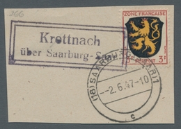 Saarland (1947/56) - Besonderheiten: "Krottnach über Saarburg - Saar", Klarer Abschlag Des Landposts - Sonstige & Ohne Zuordnung