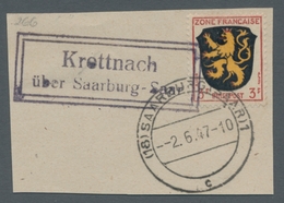 Saarland (1947/56) - Besonderheiten: "Krottnach über Saarburg - Saar", Klarer Abschlag Des Landposts - Autres & Non Classés