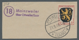 Saarland (1947/56) - Besonderheiten: "Mainzweiler über Ottweiler/Saar", Klarer Abschlag Des Landpost - Sonstige & Ohne Zuordnung