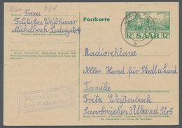 Saarland (1947/56) - Besonderheiten: "Michelbach über Wadern-Saar", Klar Auf Ganzsache Nach Saarbrüc - Sonstige & Ohne Zuordnung