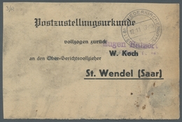 Saarland (1947/56) - Besonderheiten: 18 NIEDERKIRCHEN ST. WENDEL (SAAR) 12.11.47, Klar Auf Vordersei - Sonstige & Ohne Zuordnung