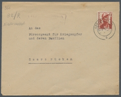 Saarland (1947/56) - Besonderheiten: "18 Niedersaubach über Lebach (Saar)", Landpoststempel Auf Port - Sonstige & Ohne Zuordnung