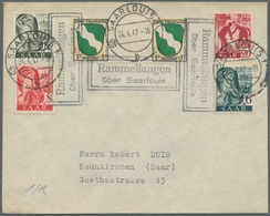 Saarland (1947/56) - Besonderheiten: "Rammelfangen über Saarlouis", Klarer Abschlag Des Landpoststem - Sonstige & Ohne Zuordnung